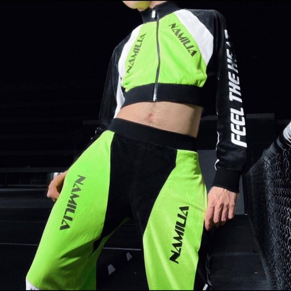 Namilia motocross velour pants neon green